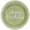 Papperstallrik Happy Birthday Grön/Guld