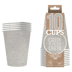 Party Cups Glitter Silver