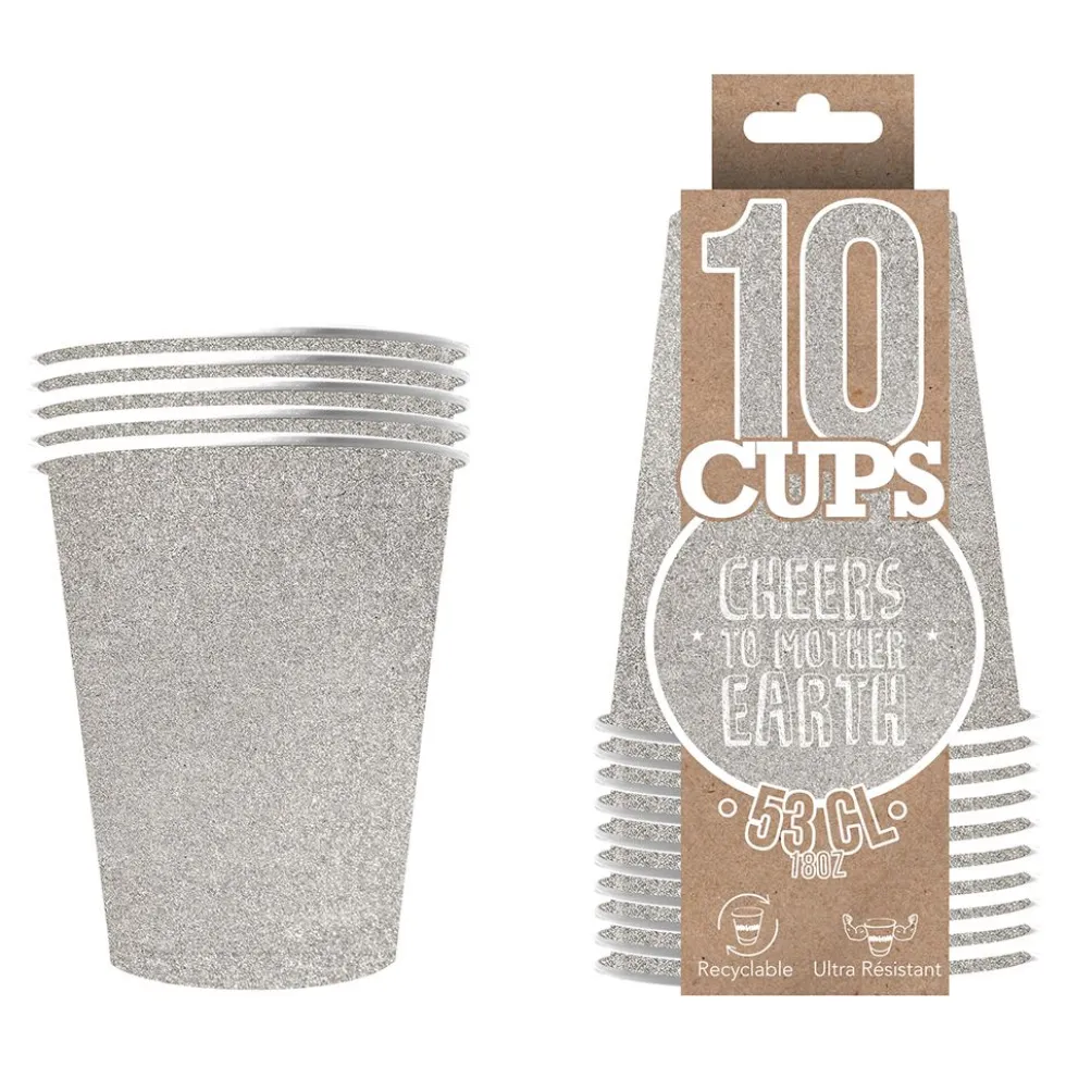 Party Cups Glitter Silver