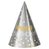 Partyhattar Happy Birthday Silver/Guld