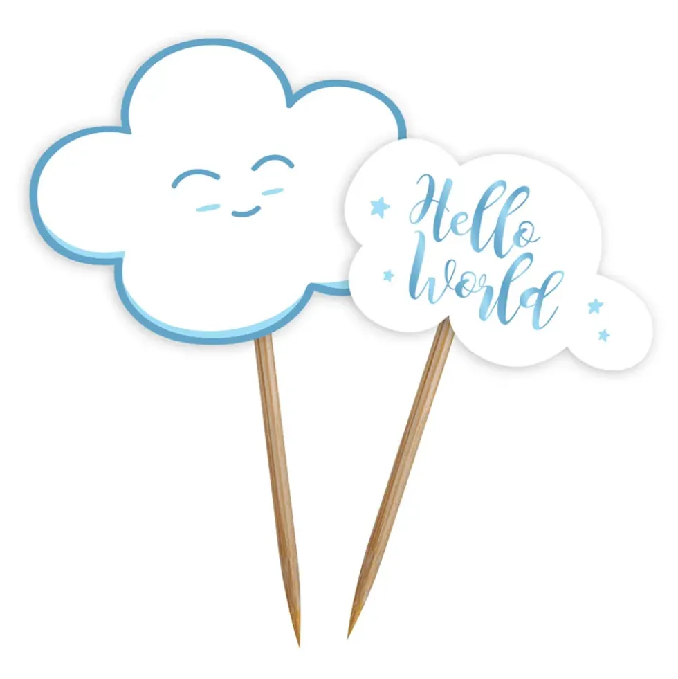 Partypicks Baby Shower Blå med Moln