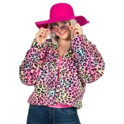 Pälsjacka Leopard Rosa