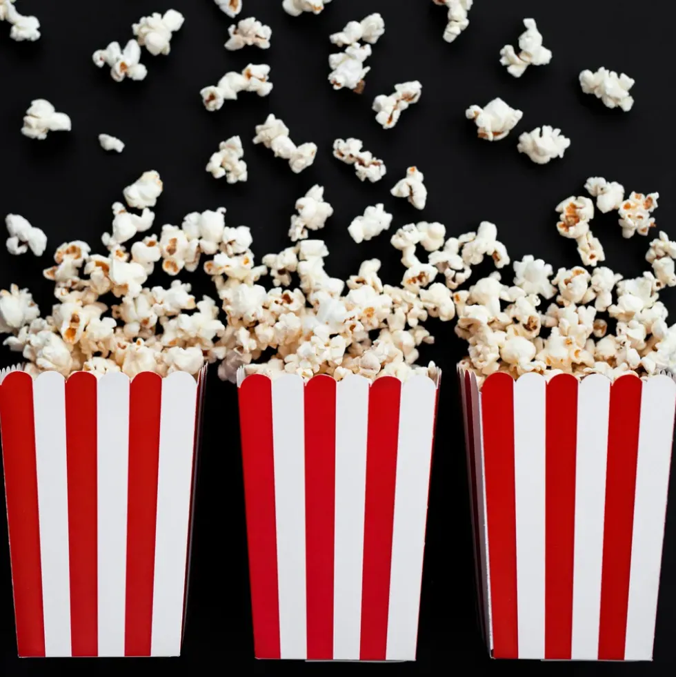 Popcornbägare Randiga Röd