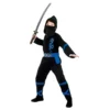 Power Ninja Svart/Blå Barn Maskeraddräkt