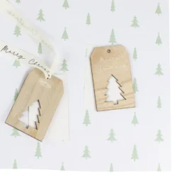 Presentpapper Julgranar med Etikett & Snöre