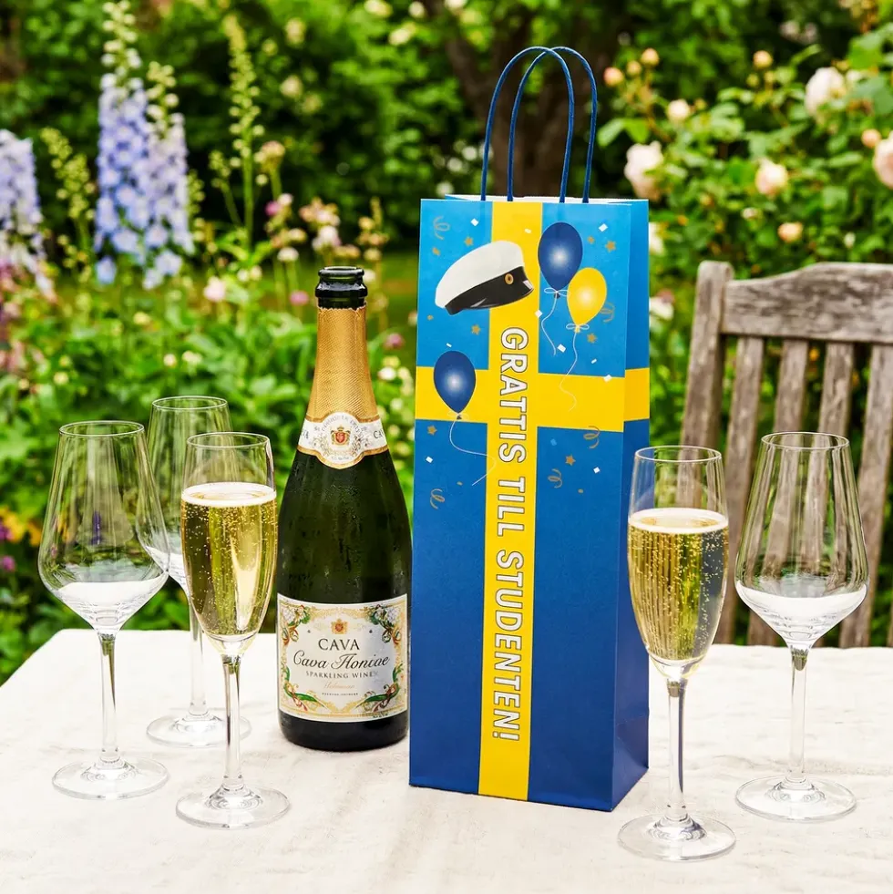Presentpåse Flaska Grattis till Studenten
