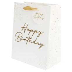 Presentpåse Guld Happy Birthday