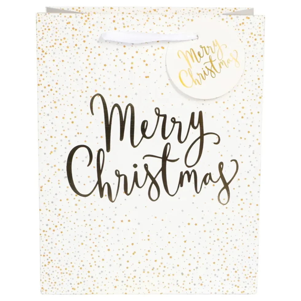 Presentpåse Merry Christmas Vit