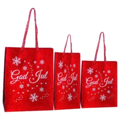 Presentpåse Röd/Glitter God Jul