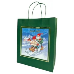 Presentpåse Tomtar God Jul Grön