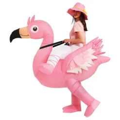 Ridande Flamingo Uppblåsbar Maskeraddräkt