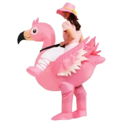Ridande Flamingo Uppblåsbar Maskeraddräkt