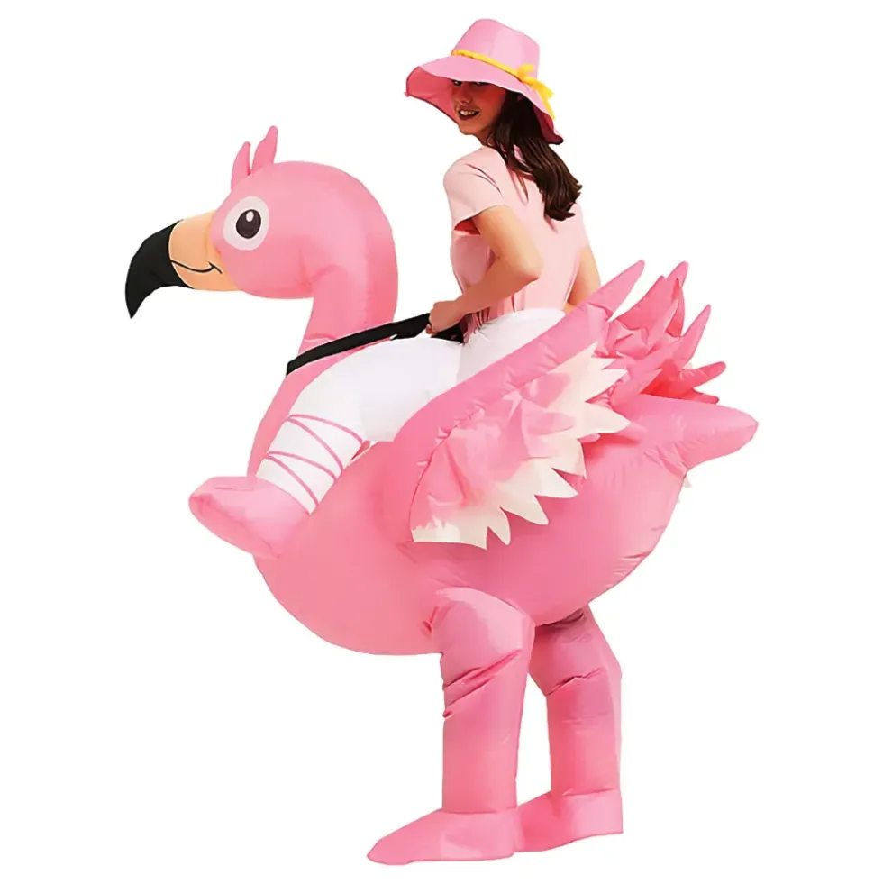 Ridande Flamingo Uppblåsbar Maskeraddräkt