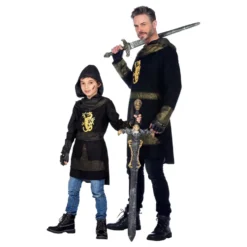Riddare Svart/Guld Barn Maskeraddräkt