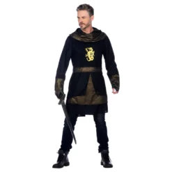 Riddare Svart/Guld Maskeraddräkt