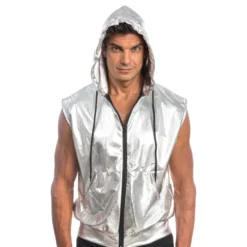 Ärmlös Hoodie Silver Metallic