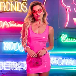 Rosa Vinylklänning Maskeraddräkt