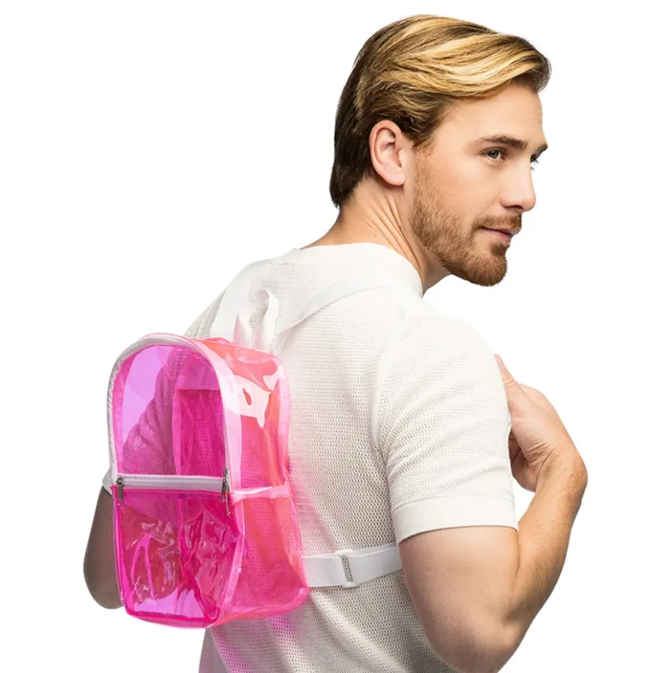 Ryggsäck Transparent Neonrosa