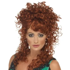Saloon Girl Röd Lockig Peruk