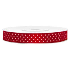 Satinband Prickig/Röd