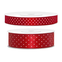 Satinband Prickig/Röd