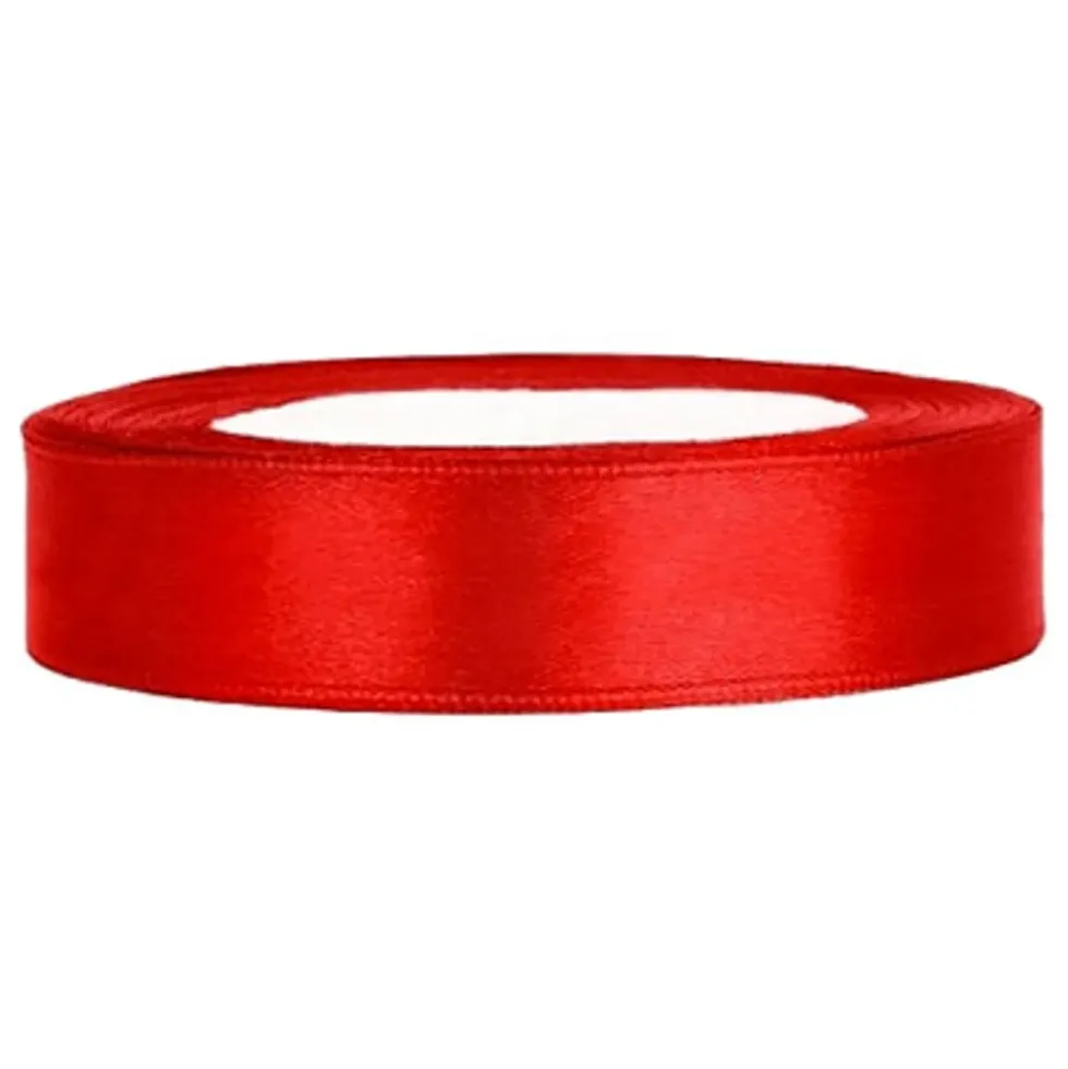 Satinband Rött