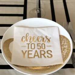 Servetter Cheers to 50 Years Guld