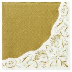 Servetter Damask Guld/Vit