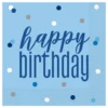 Servetter Happy Birthday Blå Prickig