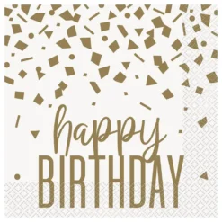 Servetter Happy Birthday Guld