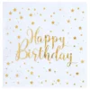 Servetter Happy Birthday Guld/Vit