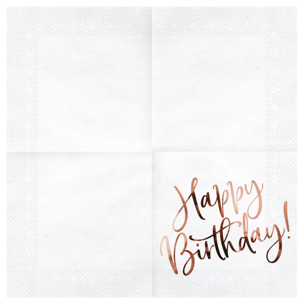 Servetter Happy Birthday Roséguld