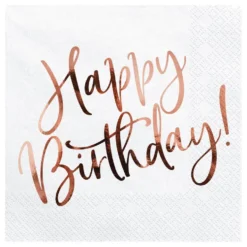Servetter Happy Birthday Roséguld