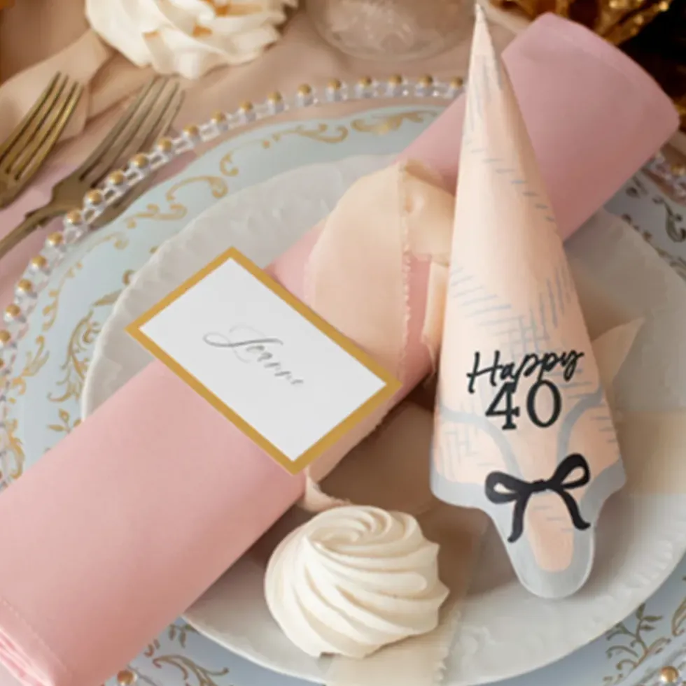 Servetter Happy 40 Rosett