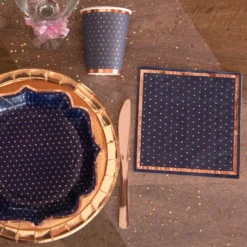 Servetter Prickiga Navy/Roséguld