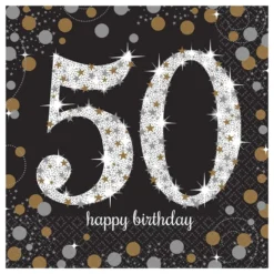 Servetter 50 Silver/Guld Glitter