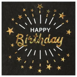 Servetter Sparkling Happy Birthday Svart/Guld
