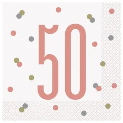 Servetter 50 Vit/Roséguld