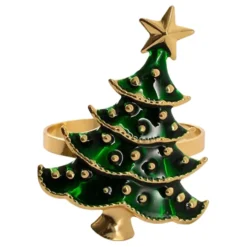 Servettring Julgran Guld