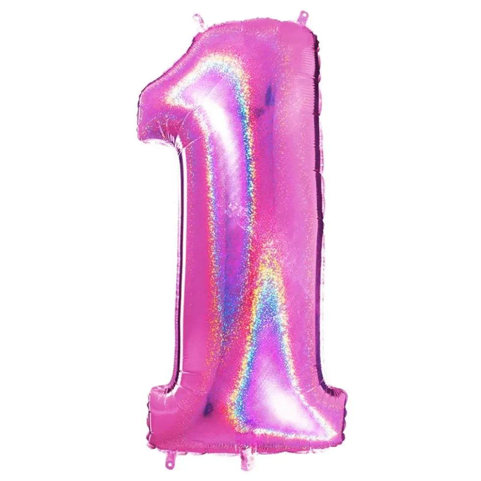 Sifferballong Glitter Rosa