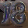 Sifferballong Glitter Silver