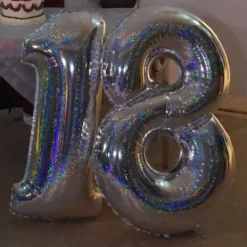 Sifferballong Glitter Silver