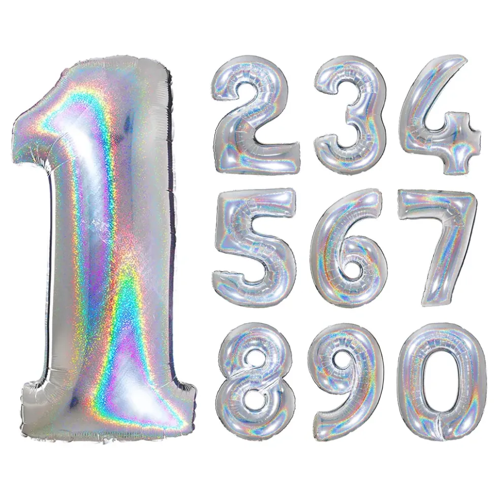 Sifferballong Glitter Silver