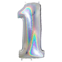 Sifferballong Glitter Silver