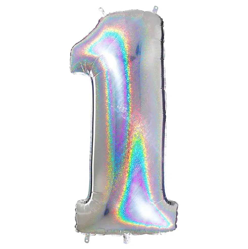 Sifferballong Glitter Silver