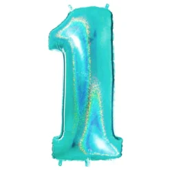Sifferballong Glitter Turkos