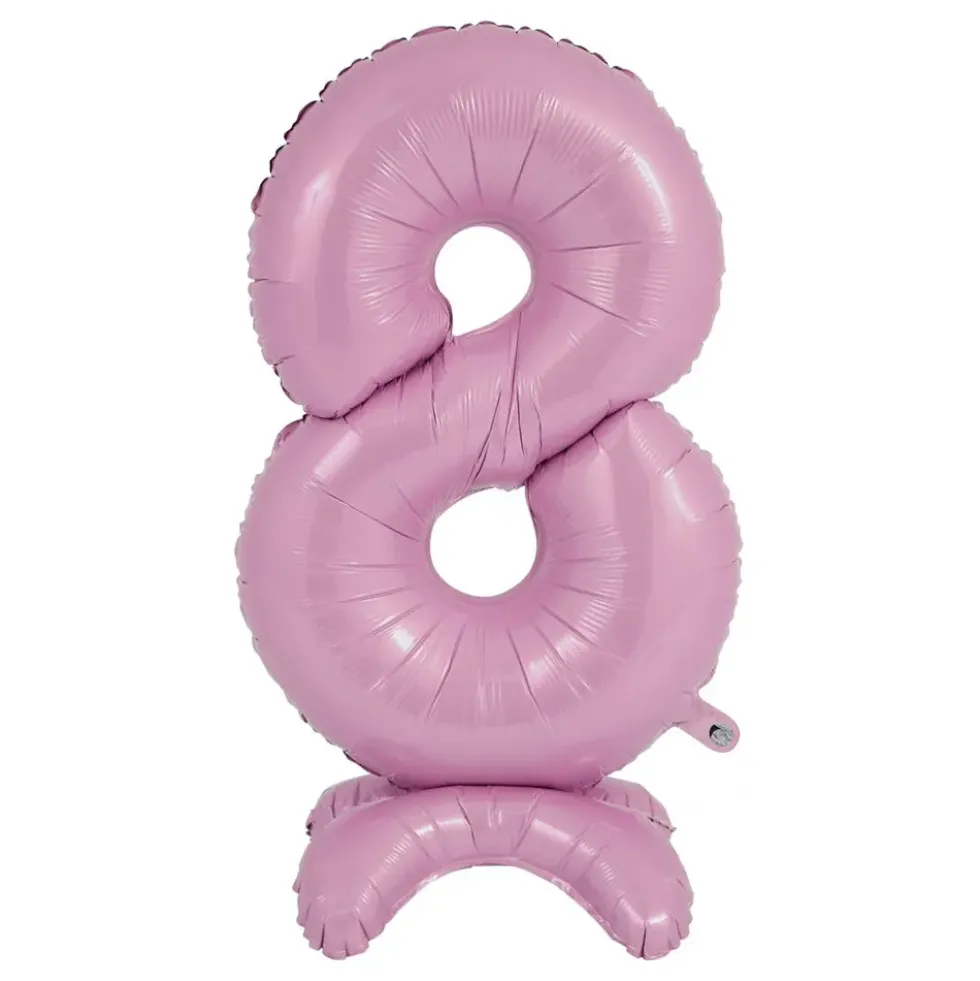 Sifferballong med Ställning Pastellrosa