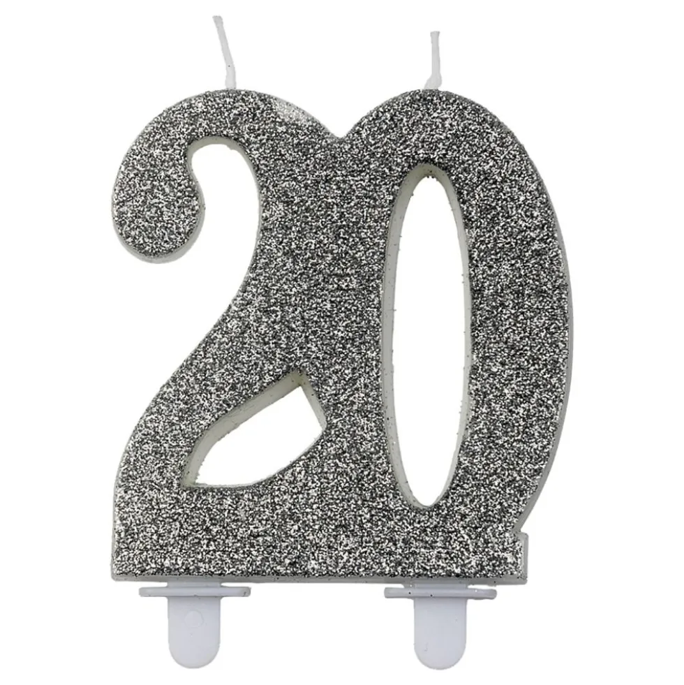 Sifferljus 20 Glitter Silver