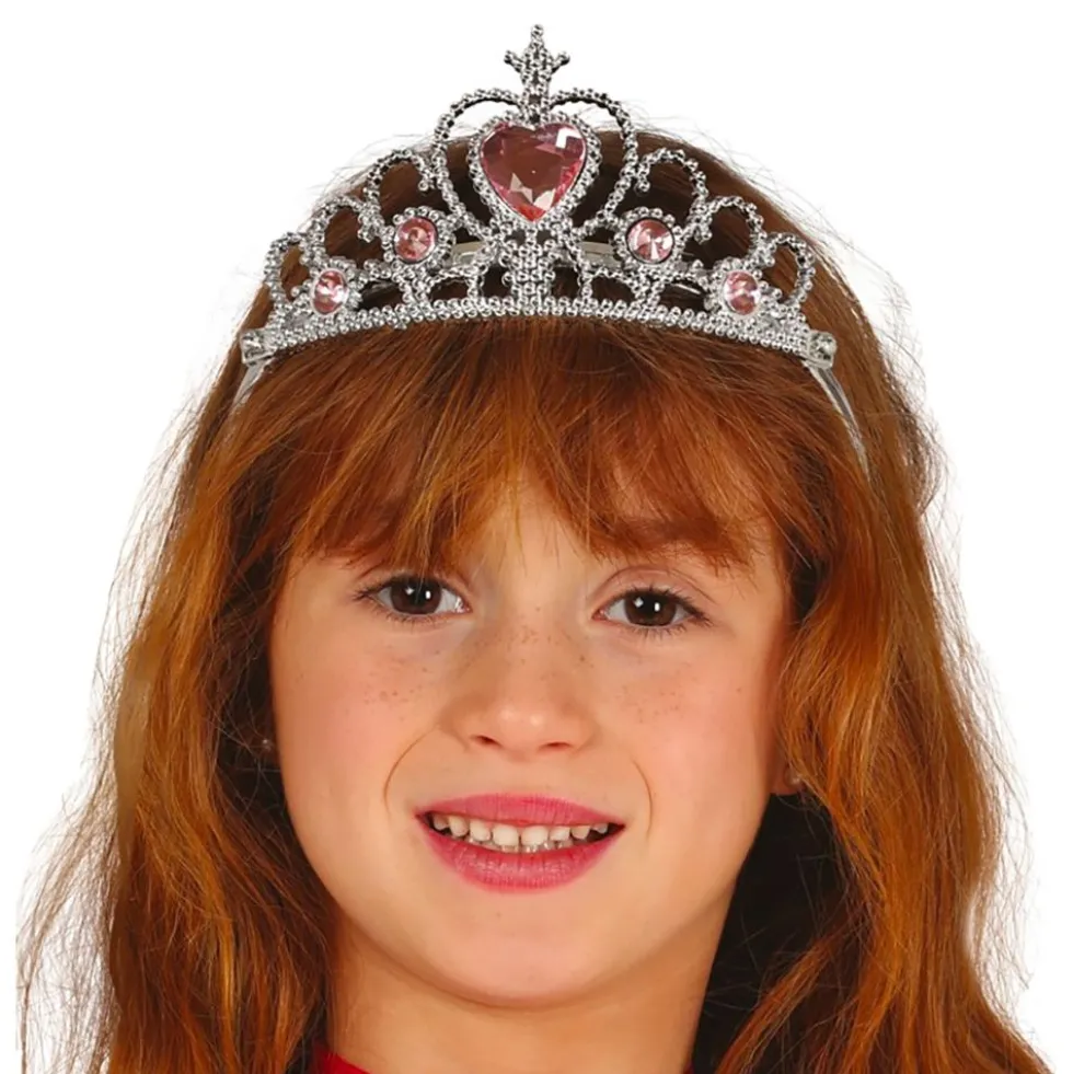 Silver Tiara med Rosa Stenar