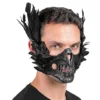Skelett Halvmask med Fjädrar Svart